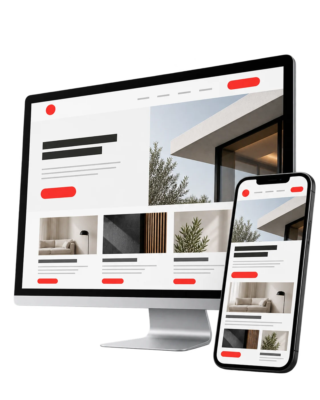 Mockup de un sitio web profesional adaptado a escritorio y teléfono
